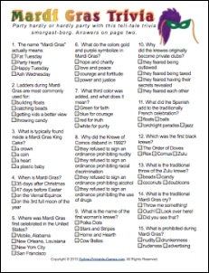 Printable Mardi Gras Games