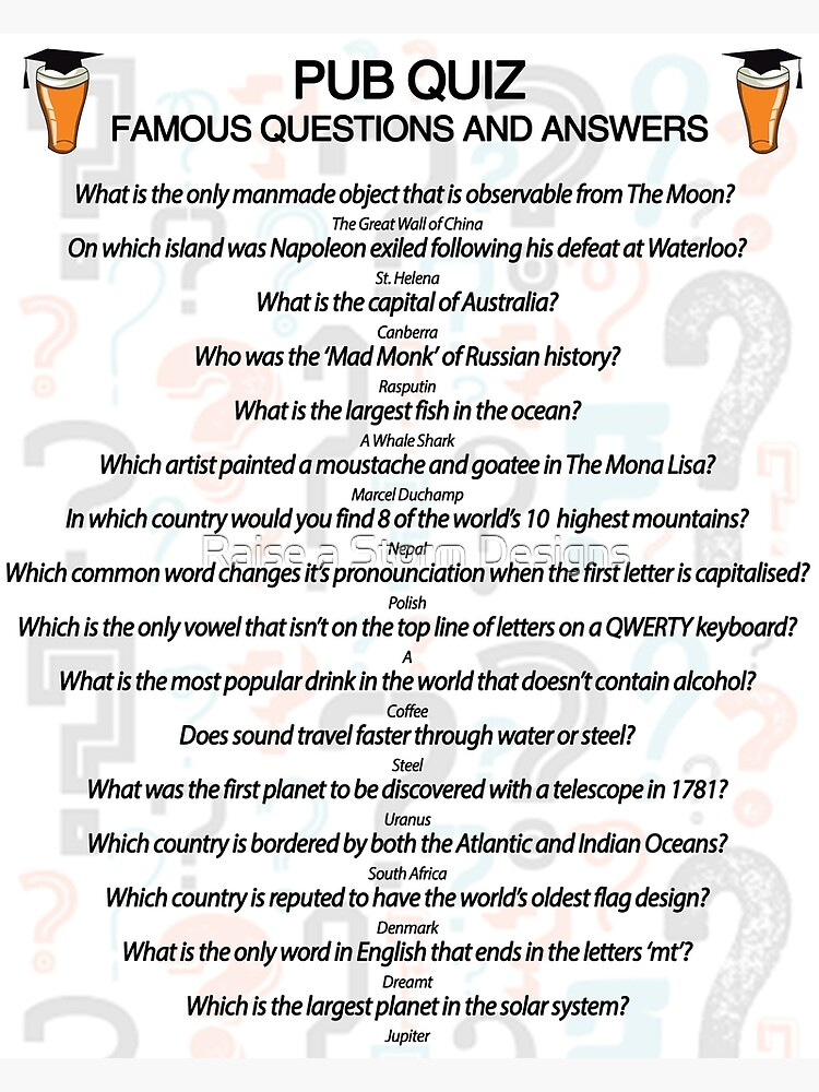 Printable Pub Quiz Questions Printable Word Searches