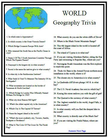 Quiz Questions With Answers Geography QUESTOINA