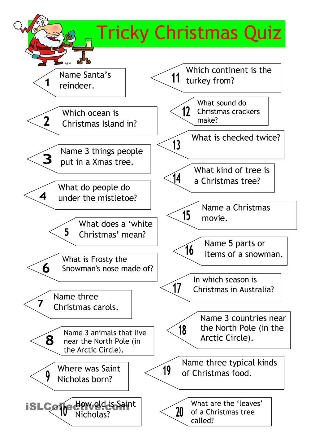 Free Printable Christmas Trivia For Adults