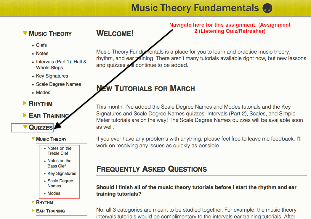 Quizzes And Assignments Music Theory 101