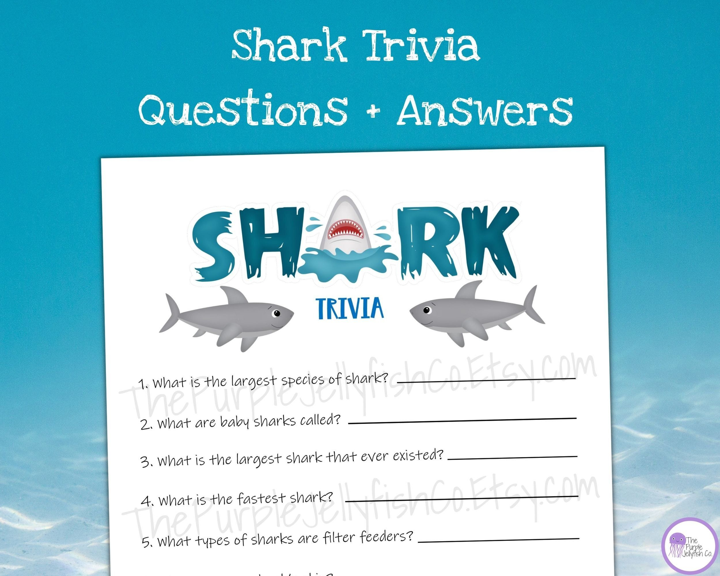 Shark Trivia Questions And Answers Printable Trivia For Kids Etsy In 