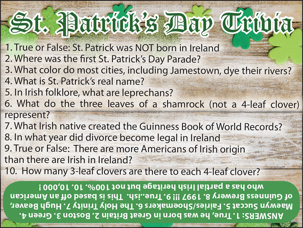 St Patrick 39 s Day Trivia Jamestown Gazette