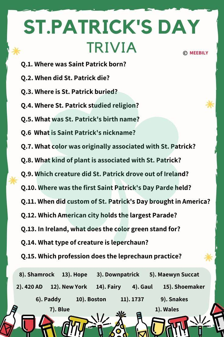 St Patrick 39 s Day Trivia Questions And Answers Printable Printable 