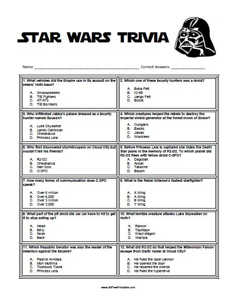 Star Wars Trivia Free Printable Star Wars Quotes Star Wars Facts 