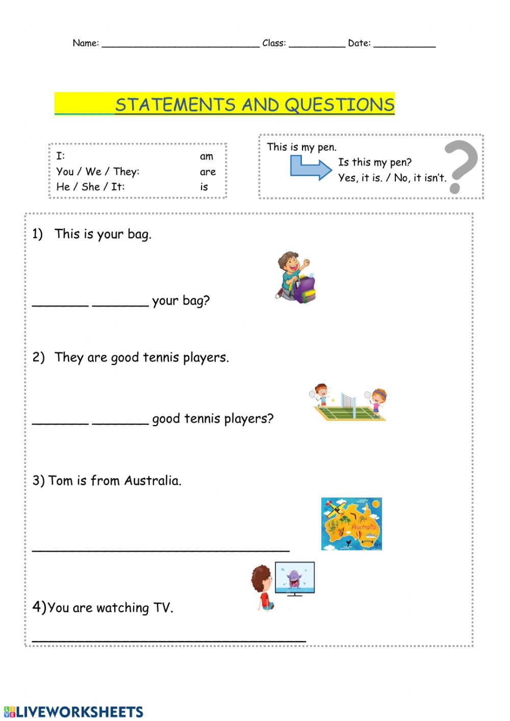 Free Printable Statement And Question Worksheets