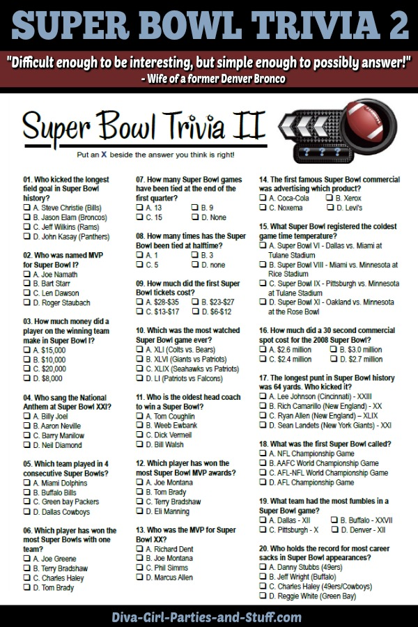 Super Bowl Trivia Questions Last Updated Feb 12 2022 Super Bowl 