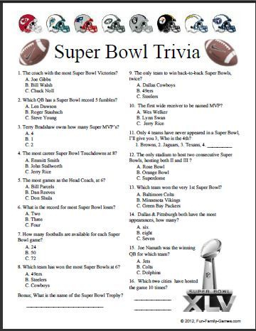 Super Bowl Trivia Sports Trivia Sports Trivia Questions