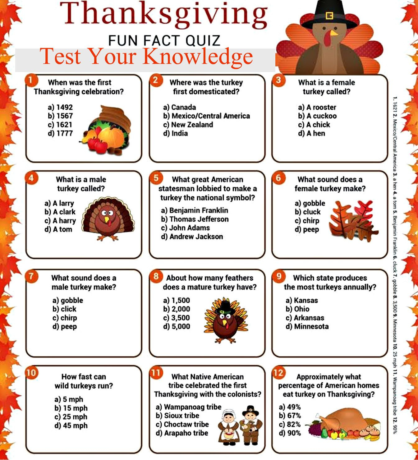 Thanksgiving Fun Facts Thanksgiving Trivia Questions Thanksgiving