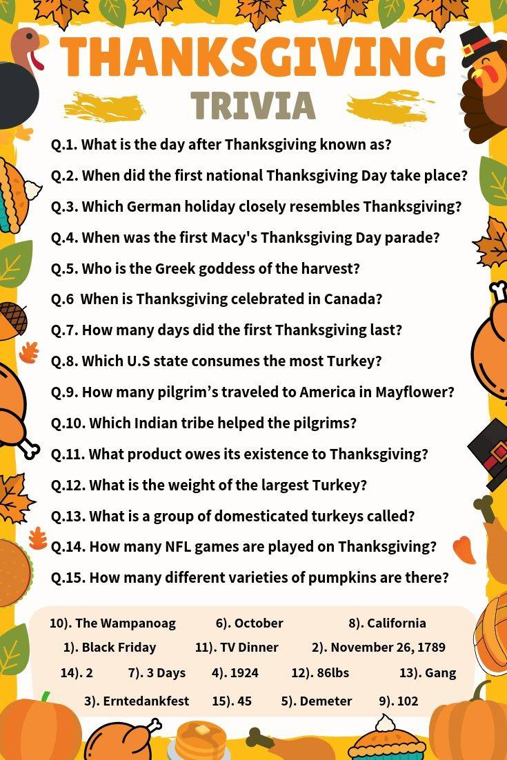 Thanksgiving Trivia Questions Answers Meebily