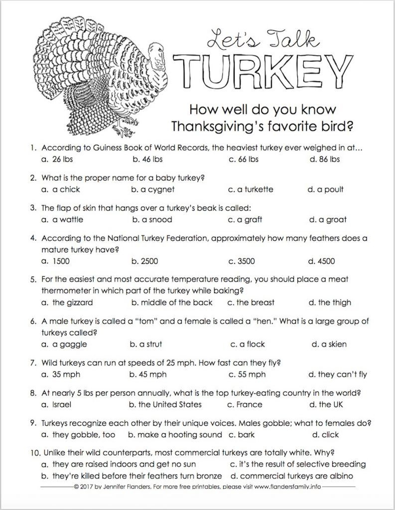 Thanksgiving Trivia Quiz Free Printable Thanksgiving Facts 