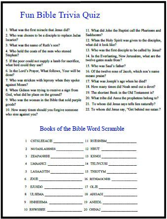 The Best Printable Kjv Bible Trivia Questions And Answers Dan 39 s Blog
