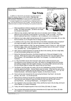 The Lion The Witch Free Prereading Activity Tea Trivia TpT