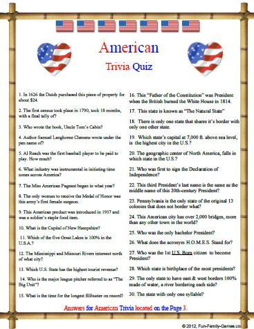 This American Trivia Touches On Many Different Areas Of Our History 