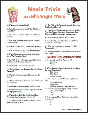 This Movie Trivia John Wayne Game Covers Many Years Trivia Questions 