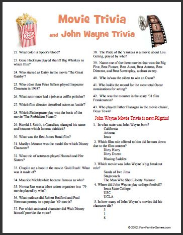 This Movie Trivia John Wayne Game Covers Many Years 