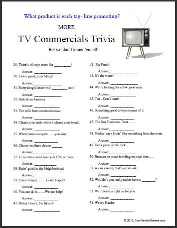 This TV Commercials Trivia Game Will Certainly Test The Memory Tv 