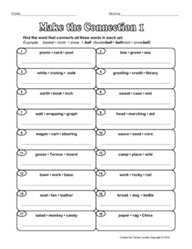 Tribonds Worksheets Answer Keys Word Connection Fun Creative 