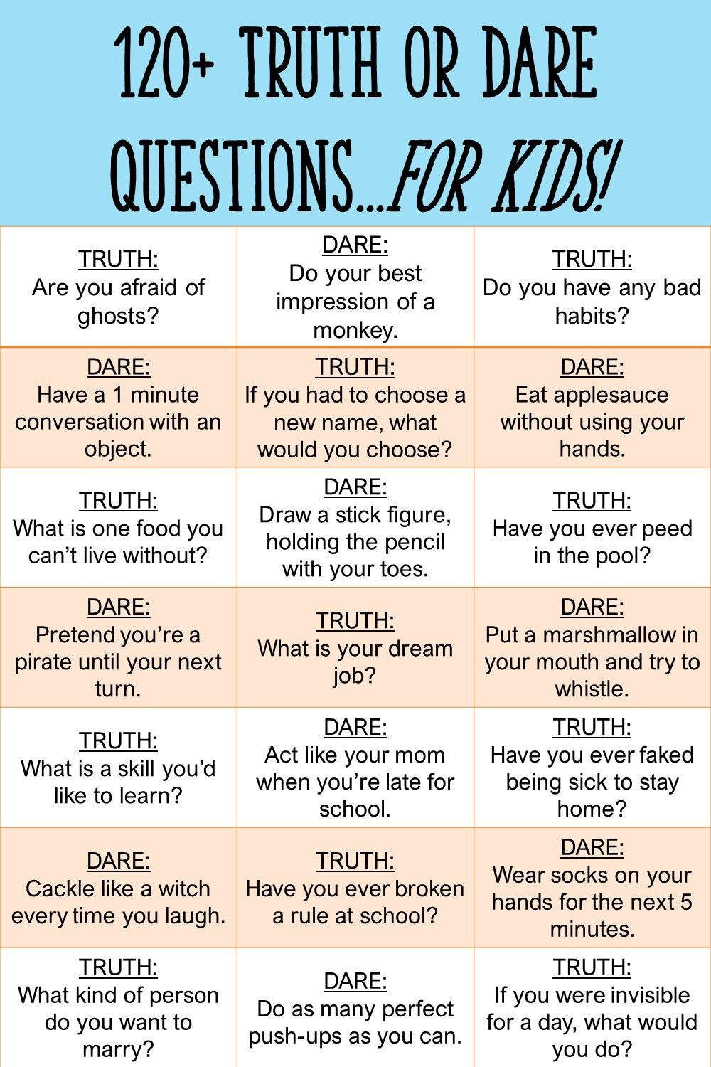 Truth Or Dare Game For Kids Truth Or Dare FAQ