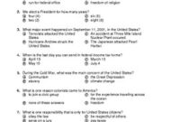 United States Citizenship Test Bubble Answers 100 Questions Multiple