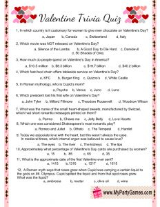Valentine Trivia Quiz Valentines Printables Free Valentines Games 