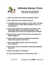 Walt Disney World Trivia Disney Facts Disney Trivia Questions 