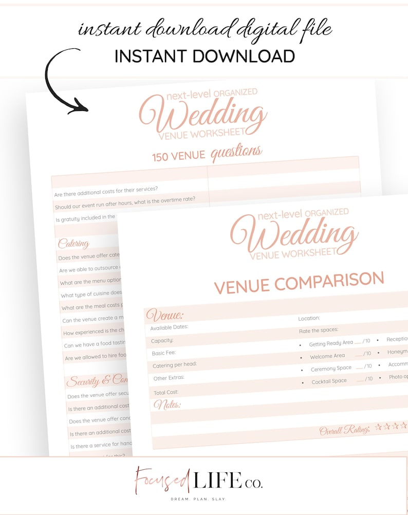 Wedding Venue Questions Workbook 150 Question Wedding Etsy