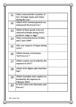 World War 2 Second Trivia Questions Quiz 20 Questions With Answers