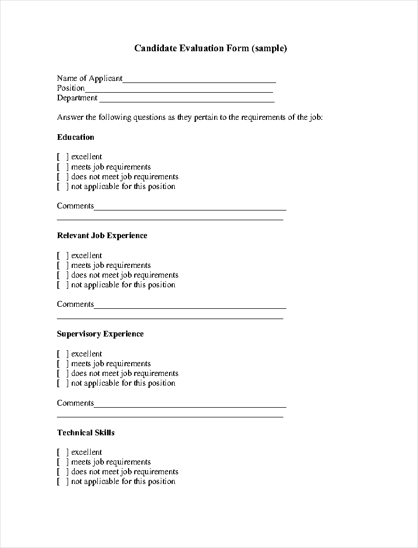 10 Interview Evaluation Form Examples To Download
