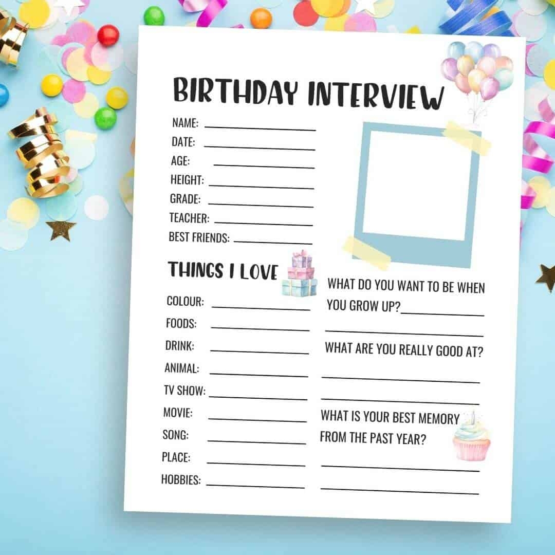Interview Questions for Kids Printable