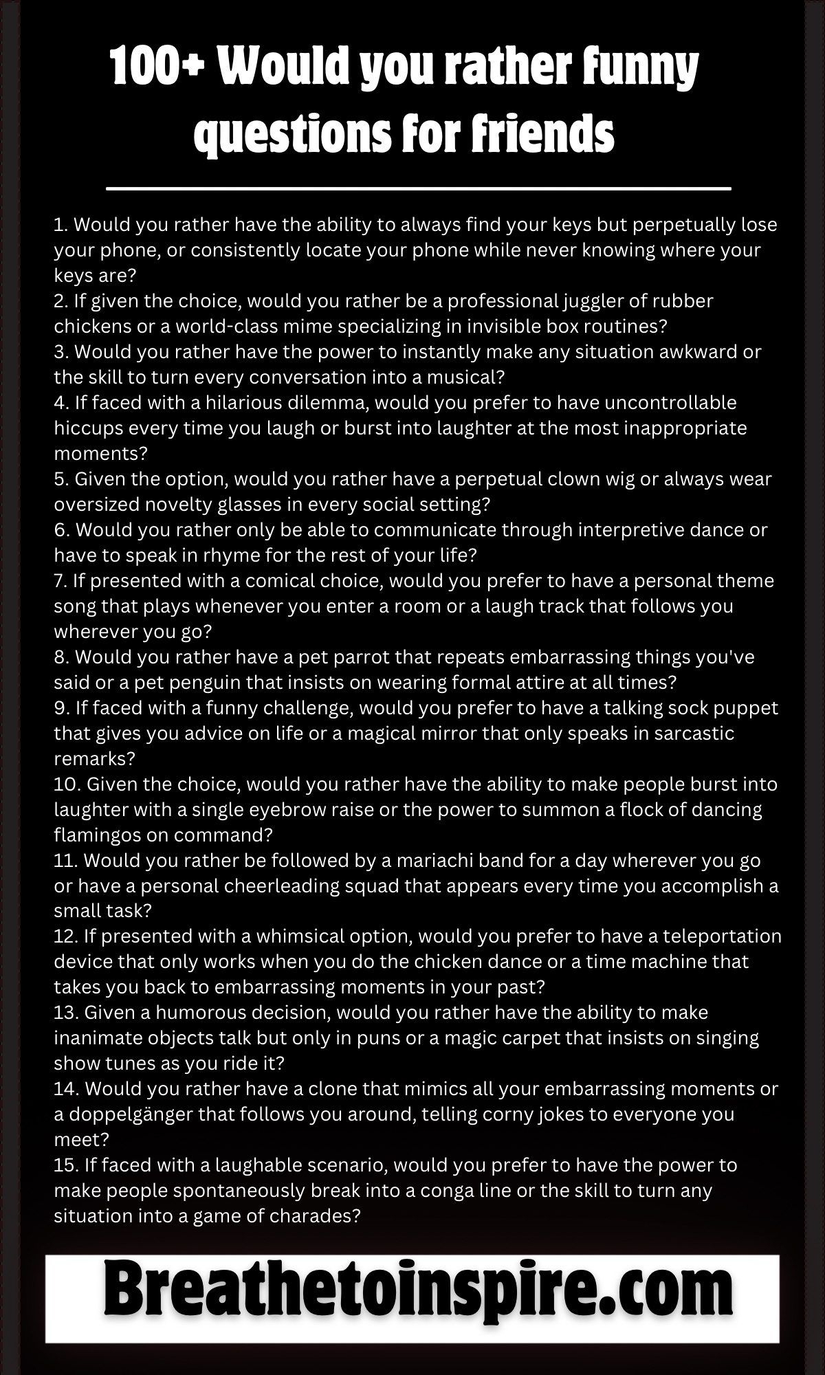 100 Would You Rather Questions Printable