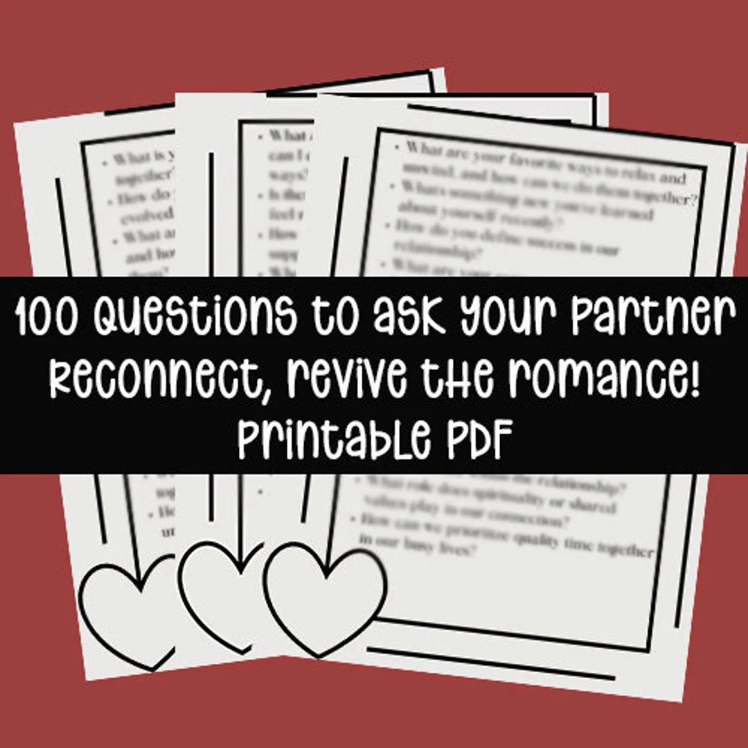 100 Questions For Couples To Reconnect Revive The Romance Printable PDF Etsy