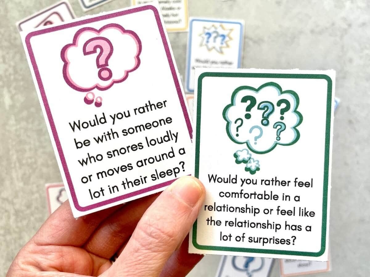 100 Would You Rather Questions For Couples Printable Cards 