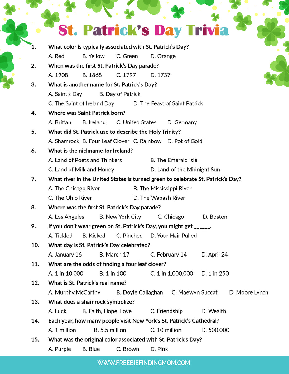 101 Fun Trivia Questions For Kids with Answers Parade Worksheets Library