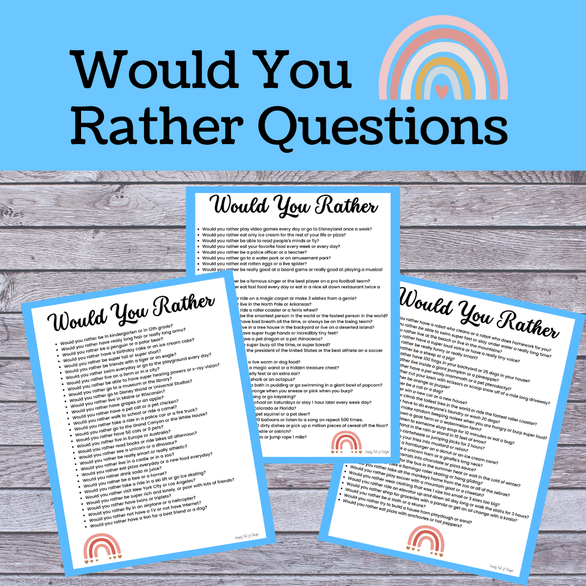 101 Funny Would You Rather Questions For Kids Free Printable Simply Full Of Delight