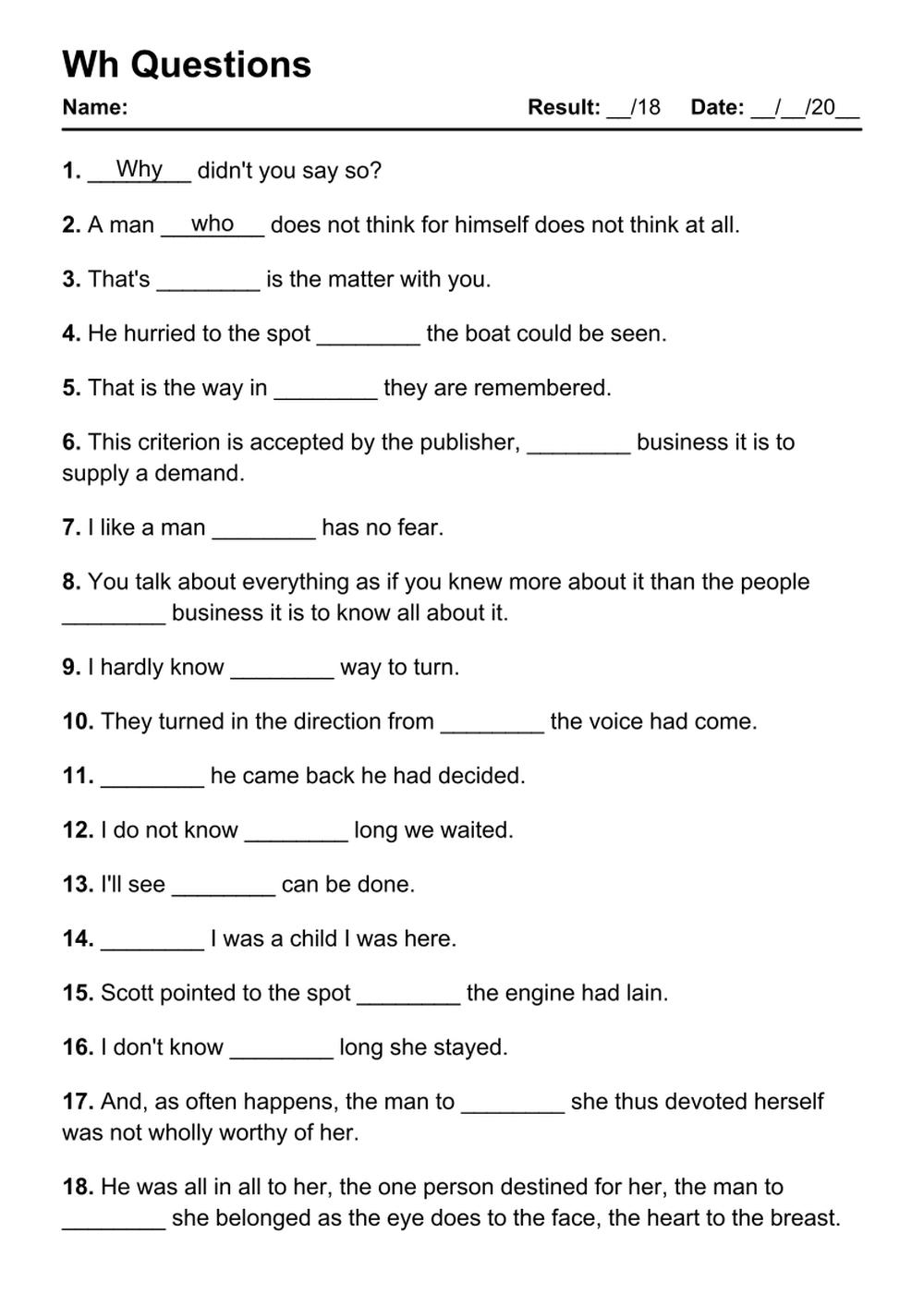 101 wh questions pdf worksheets with answers 2032 exercises grammarism