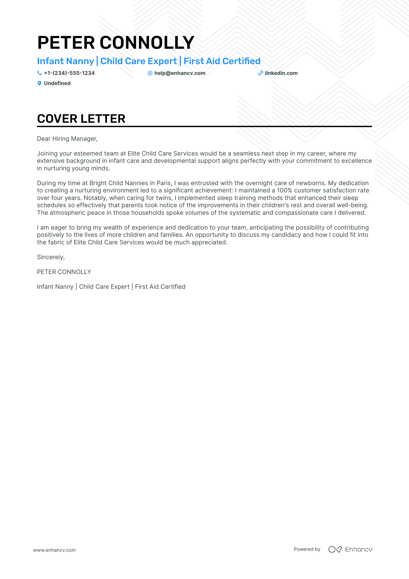 11 Professional Nanny Cover Letter Examples And Template For 2025 Enhancv