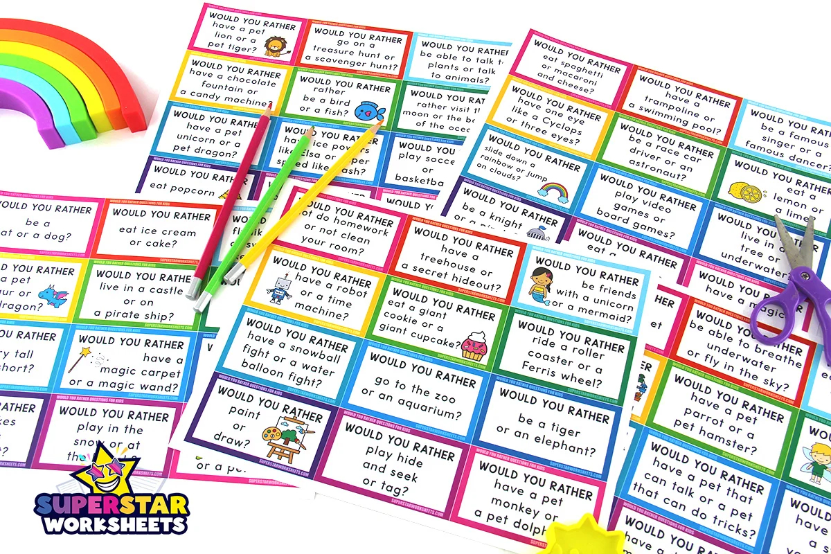 120 Would You Rather Questions For Kids Superstar Worksheets