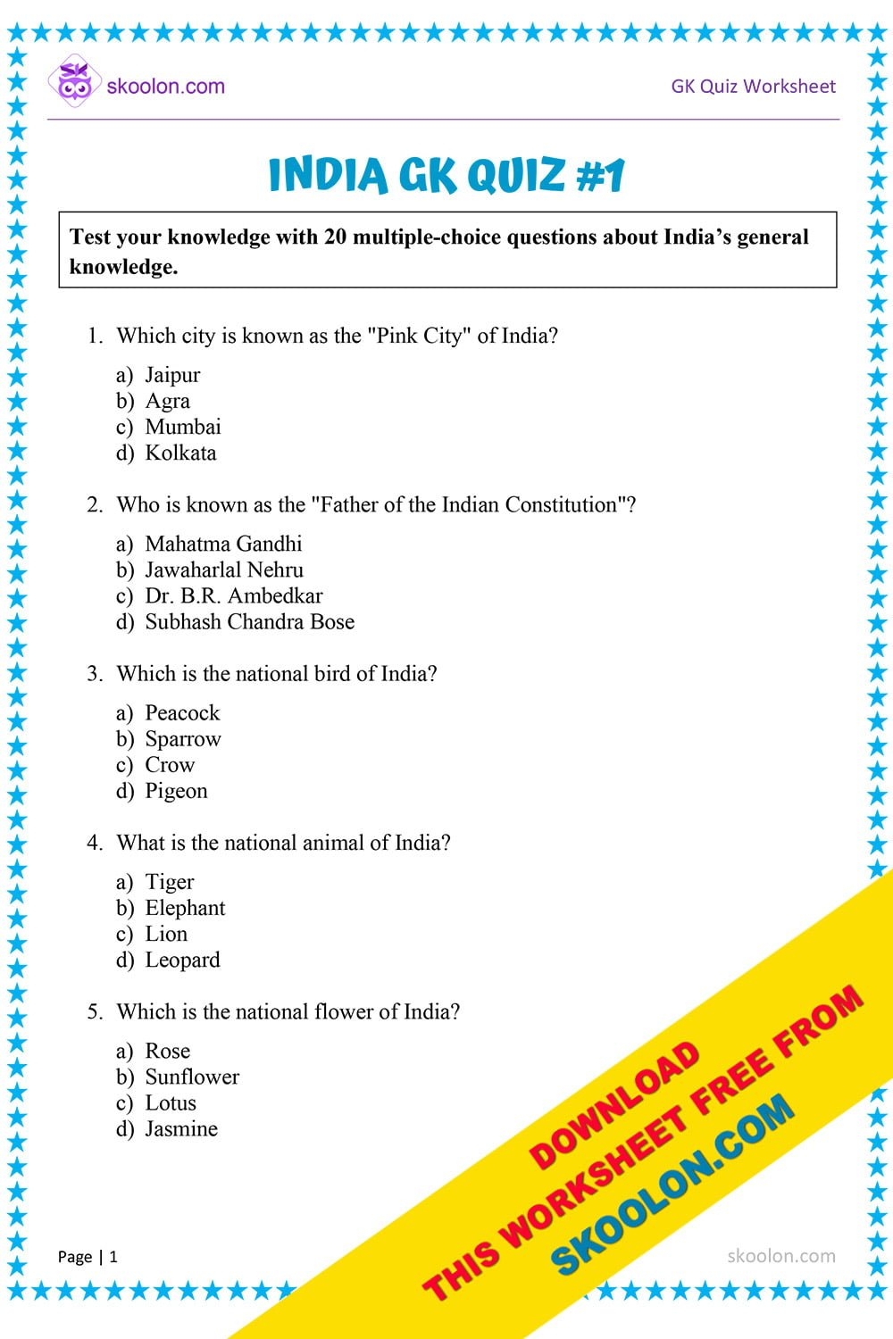 125 Simple Class 3 GK Questions With Answers Worksheets Library