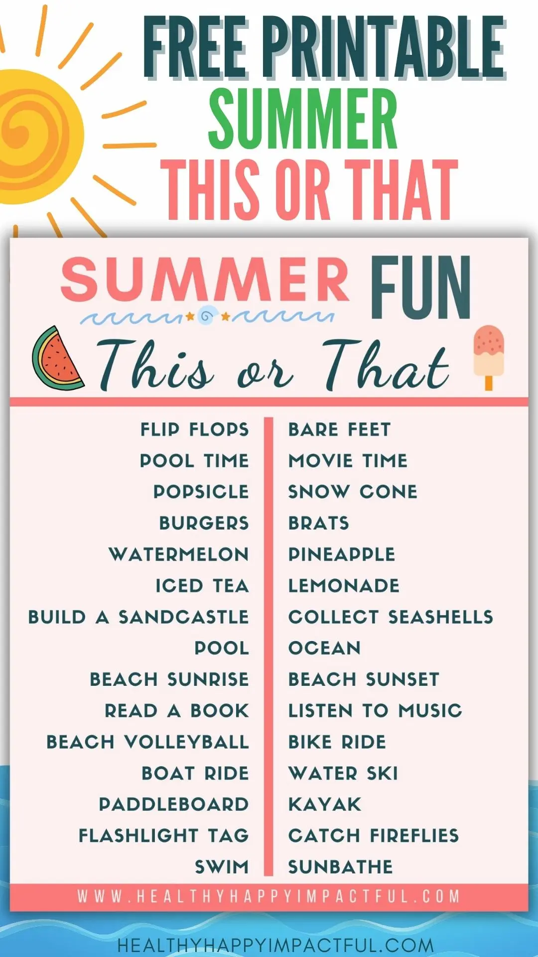 125 Sizzling Summer This Or That Questions For Kids Free Printable 