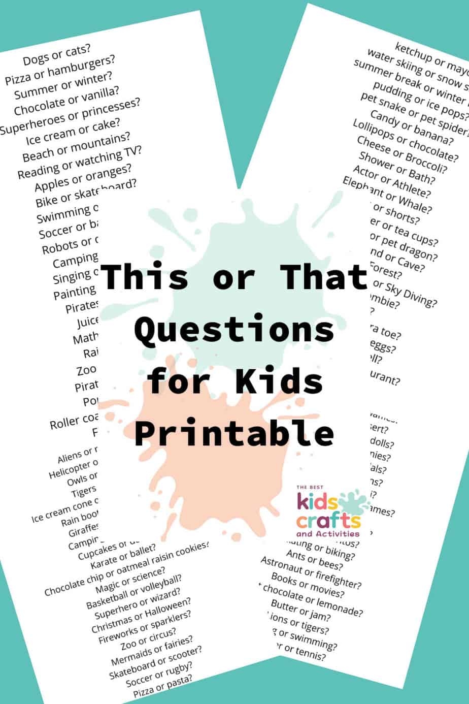 125 This Or That Questions For Kids Free Printable