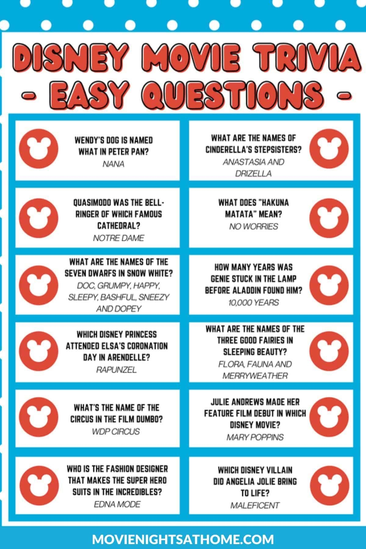 129 Disney Movie Trivia Questions And Answers Printable Worksheets Library