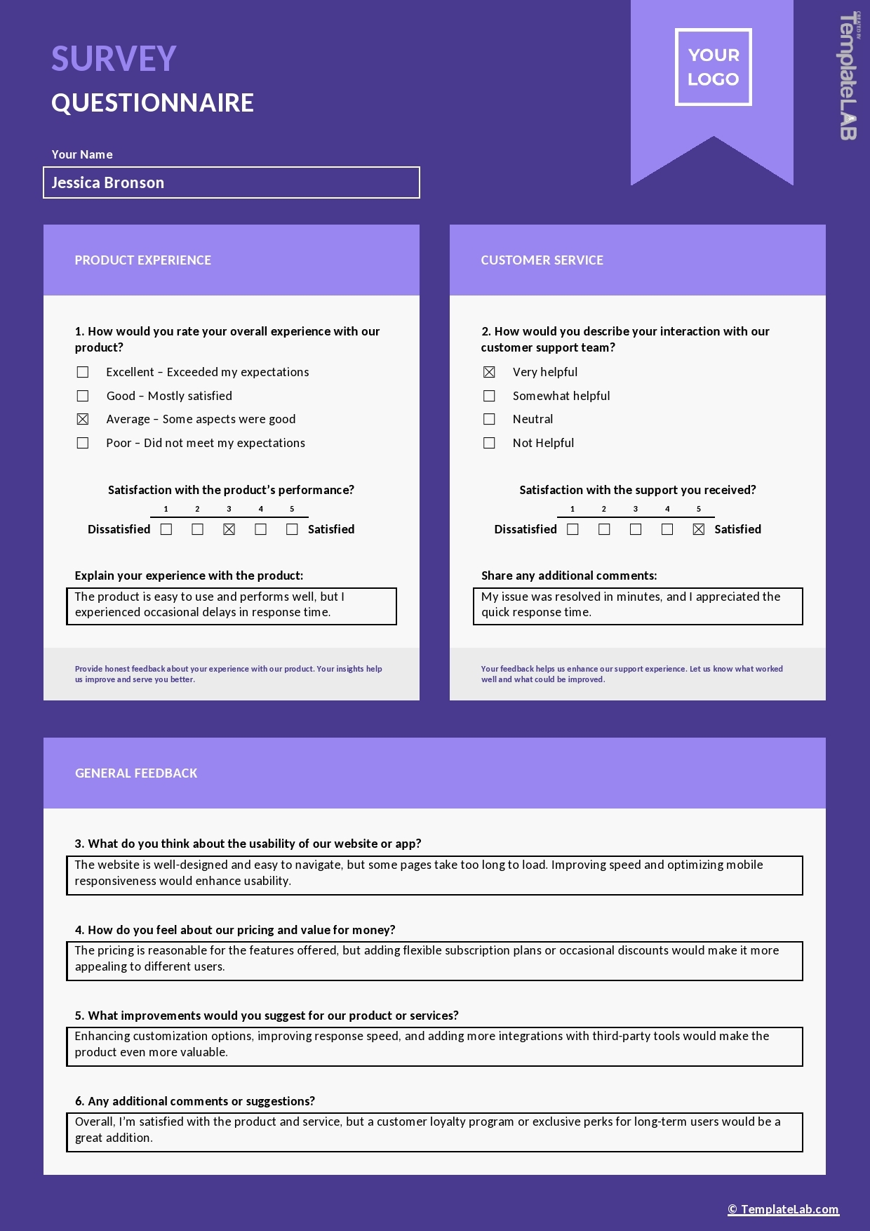 Free Printable Questionnaire Template