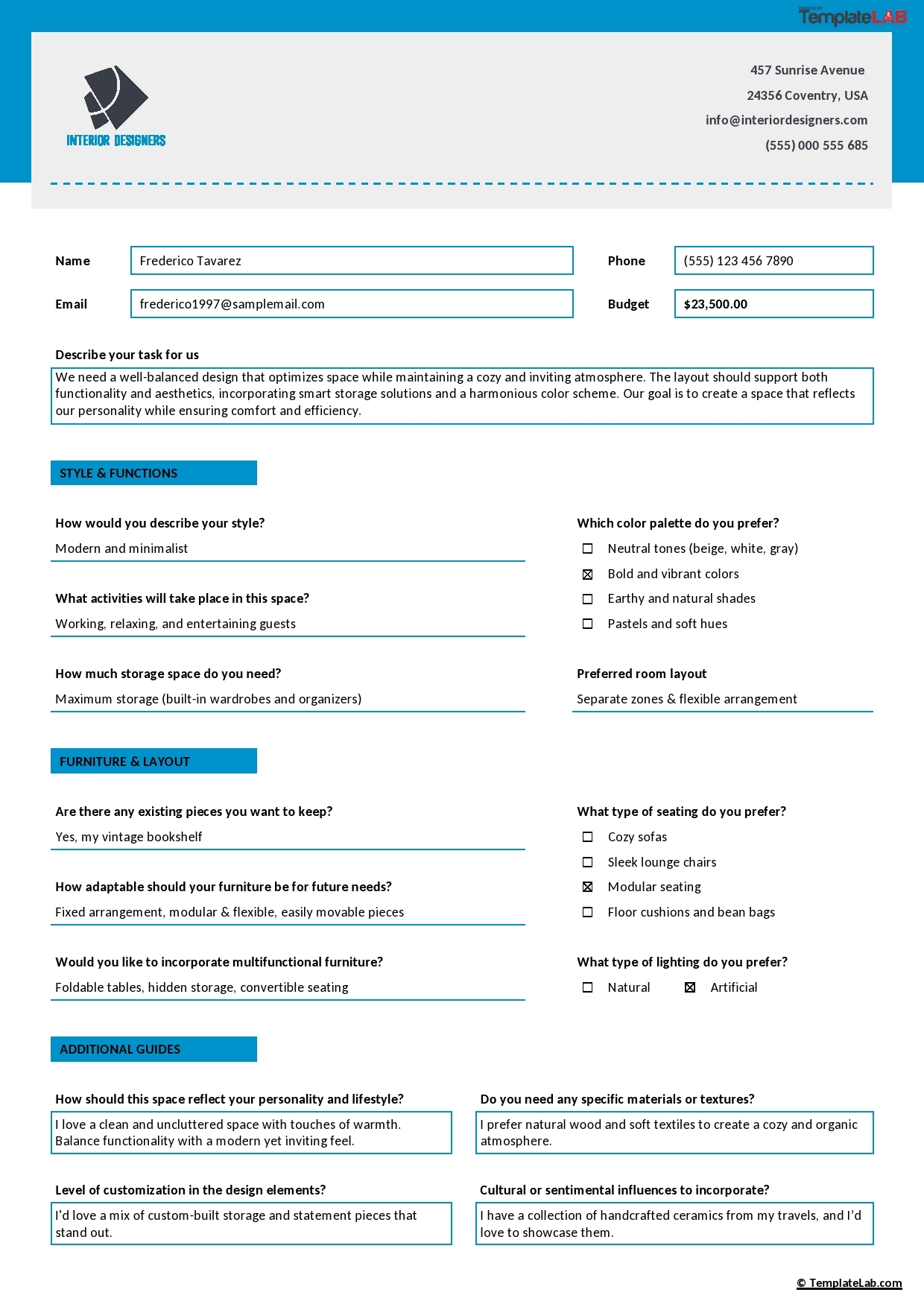 Free Printable Boxed Questionnaire Template Word