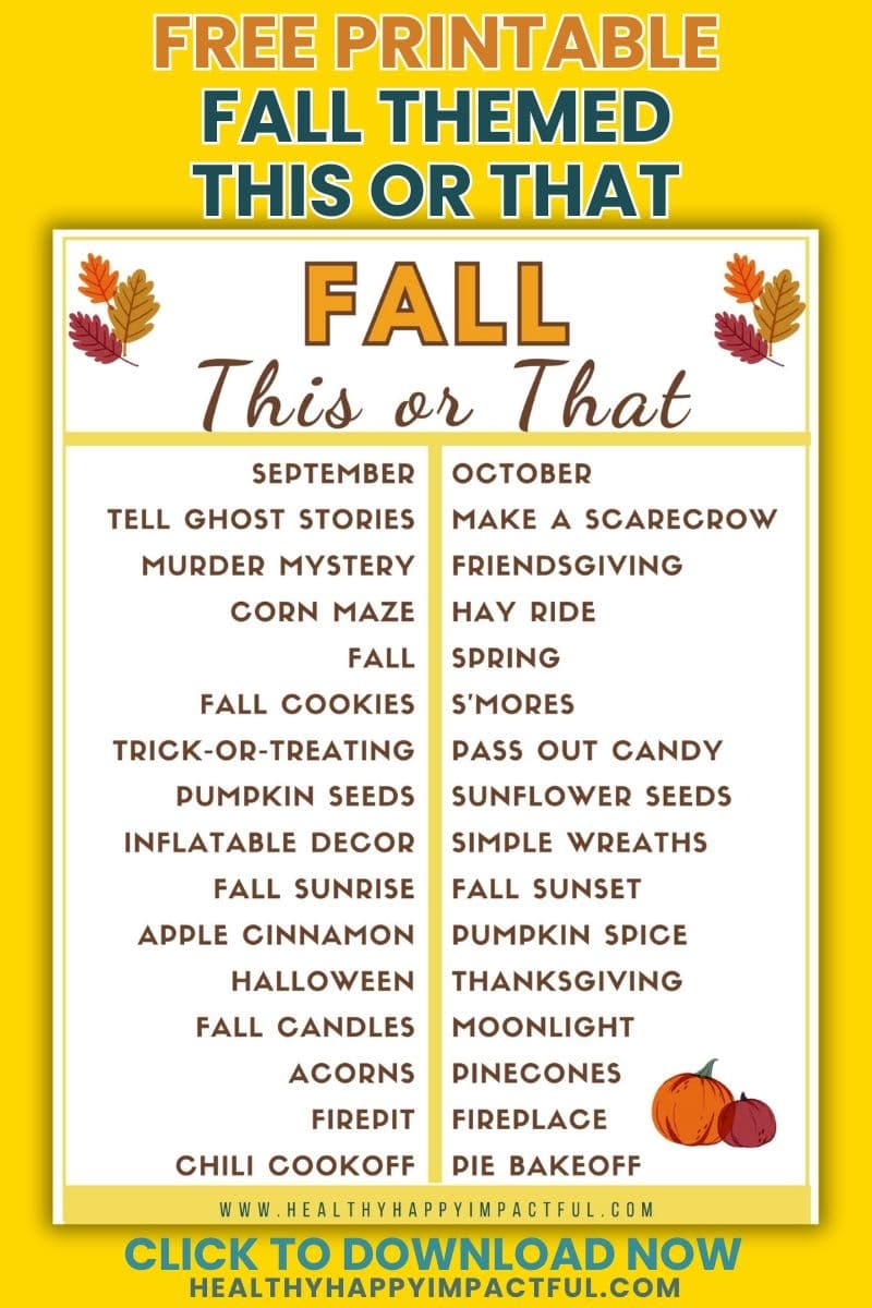 150 Fun Fall This Or That Questions For All Ages Free Printable Healthy Happy Impactful