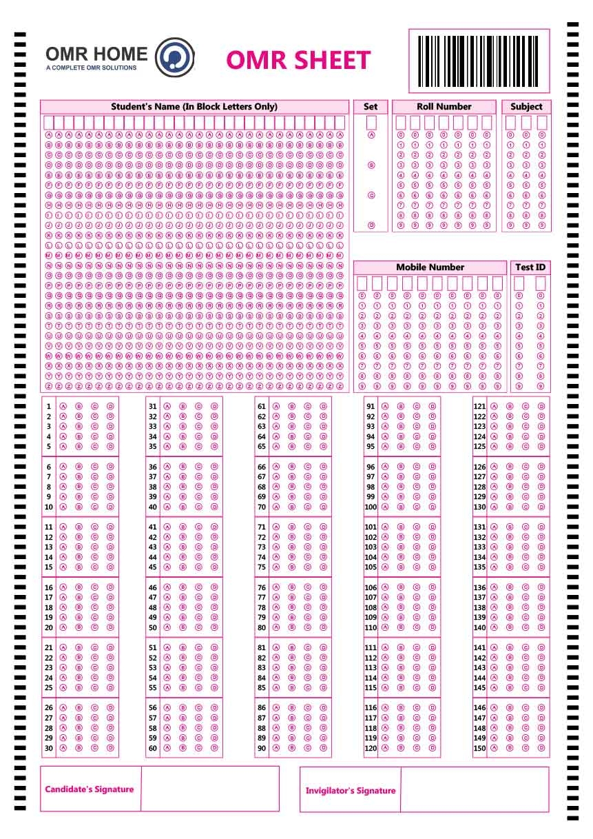 150 Questions OMR Sheet Sample For Free Download