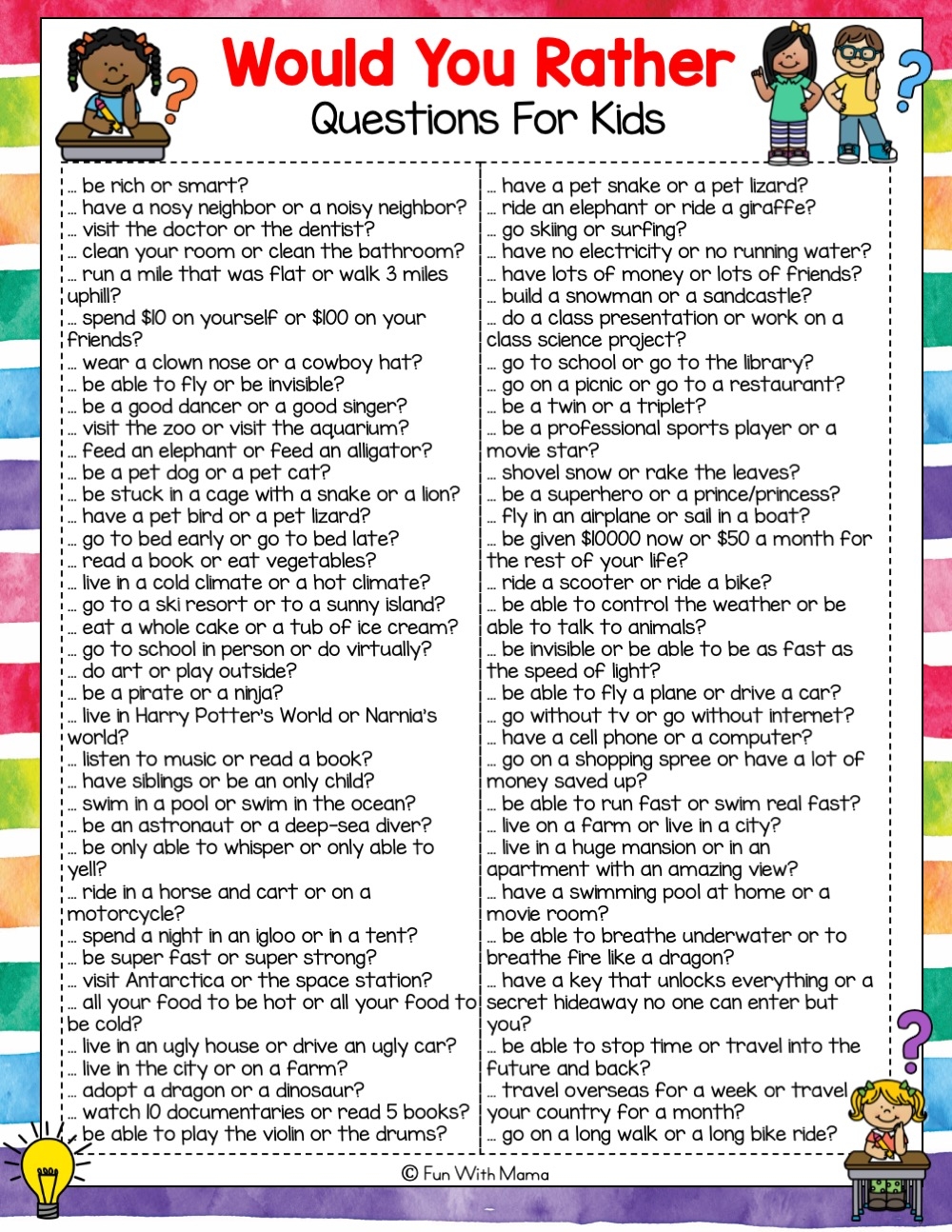 Question and Answer Box for Kids Printable