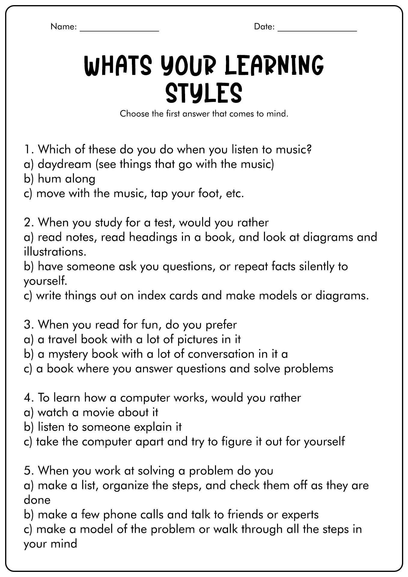 16 Vark Styles Worksheet Free PDF At Worksheeto