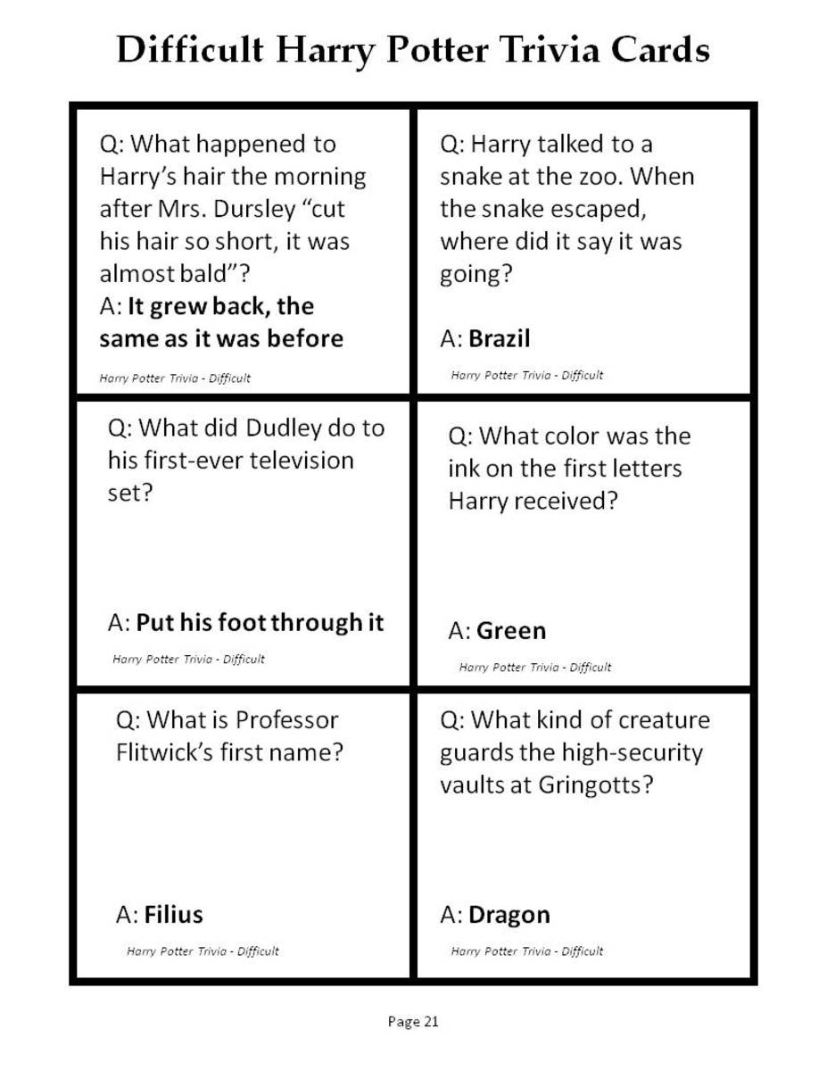 180 Printable Trivia Questions For Harry Potter And The Sorcerer s Stone HubPages