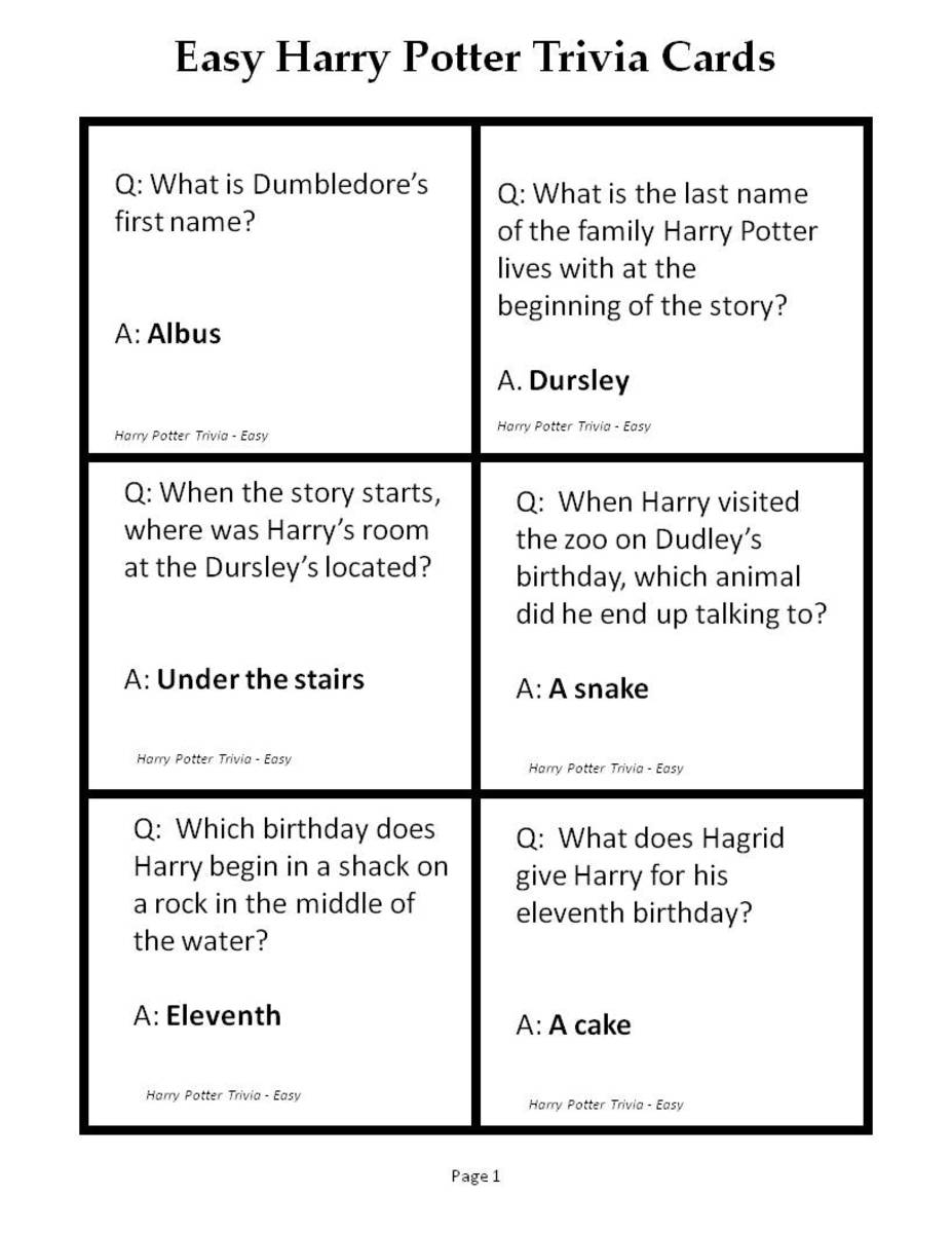 180 Printable Trivia Questions For Harry Potter And The Sorcerer s Stone HubPages